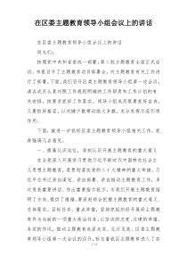 在区委主题教育领导小组会议上的讲话
