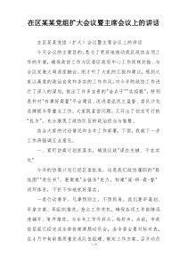 在区某某党组扩大会议暨主席会议上的讲话