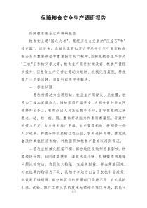 保障粮食安全生产调研报告