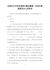 在国企公司项目管理专题会暨第一次项目管理委员会上的讲话