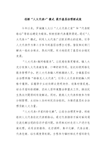 创新人大代表模式提升基层治理新成效