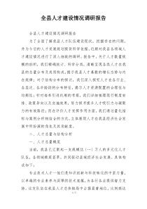 全县人才建设情况调研报告
