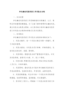 单位廉政风险防控工作风险点台帐