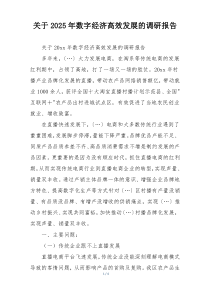 关于2025年数字经济高效发展的调研报告