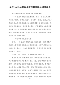 关于2025年服务业高质量发展的调研报告