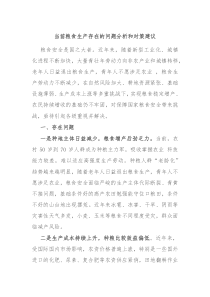 当前粮食生产存在的问题分析和对策建议