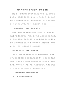 村党支部20XX年平安创建工作汇报材料