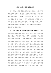 村级党组织建设经验交流材料