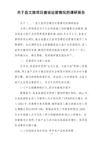 关于县文旅项目建设运营情况的调研报告