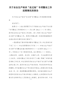 关于安全生产培训“走过场”专项整治工作进展情况的报告