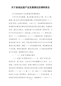 关于某地拉面产业发展情况的调研报告