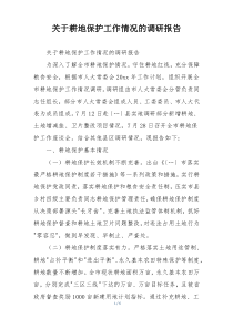 关于耕地保护工作情况的调研报告
