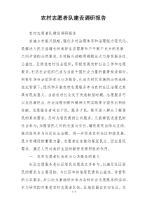 农村志愿者队建设调研报告
