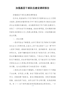 加强基层干部队伍建设调研报告