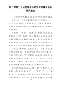 区“两新”党建促进非公经济高质量发展的情况报告