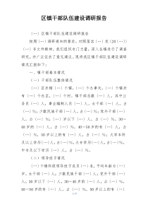 区镇干部队伍建设调研报告