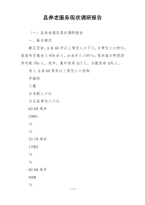 县养老服务现状调研报告