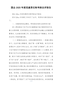 国企2025年度党建责任制考核自评报告