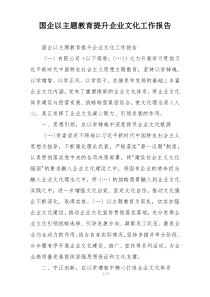 国企以主题教育提升企业文化工作报告