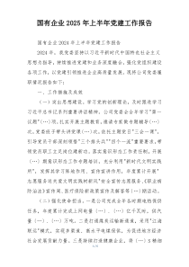 国有企业2025年上半年党建工作报告