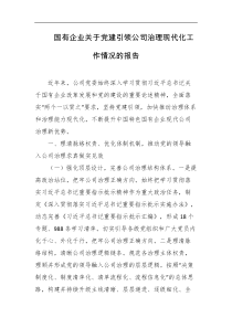 国有企业关于党建引领公司治理现代化工作情况的报告
