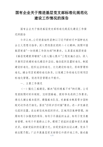 国有企业关于推进基层党支部标准化规范化建设工作情况的报告