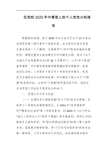 在党校2025年中青班上的个人党性分析报告