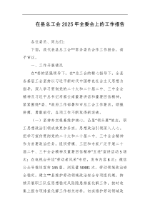 在县总工会2025年全委会上的工作报告