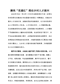 擦亮“党建红”推动乡村人才振兴