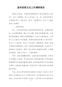宣传思想文化工作调研报告