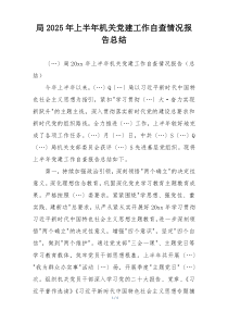 局2025年上半年机关党建工作自查情况报告总结