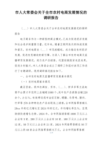 市人大常委会关于全市农村电商发展情况的调研报告