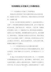 市供销联社乡村振兴工作调研报告