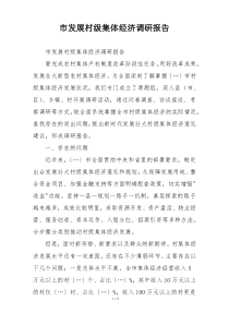 市发展村级集体经济调研报告