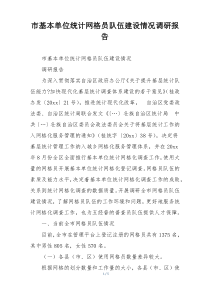 市基本单位统计网格员队伍建设情况调研报告