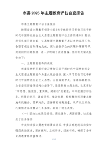 市委2025年主题教育评估自查报告