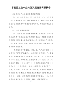 市能源工业产业转型发展情况调研报告