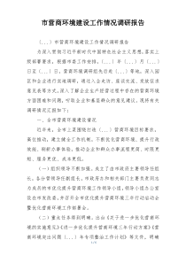 市营商环境建设工作情况调研报告