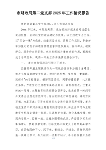 市财政局第二党支部2025年工作情况报告