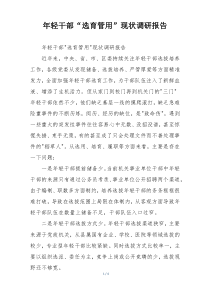 年轻干部“选育管用”现状调研报告