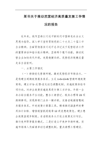 某市关于推动民营经济高质量发展工作情况的报告