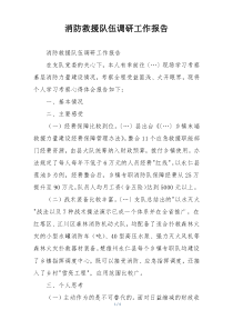 消防救援队伍调研工作报告
