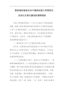 税务局纪检组长关于推进纪检工作规范化法治化正规化建设的调研报告