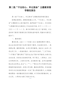 第二批“不忘初心、牢记使命”主题教育督导情况报告
