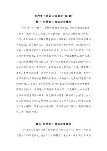 (10篇)乡村振兴培训心得体会