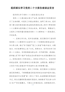 组织部长学习党的二十大报告座谈会发言
