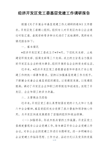 经济开发区党工委基层党建工作调研报告