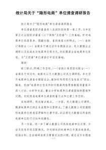统计局关于“隐形电商”单位清查调研报告