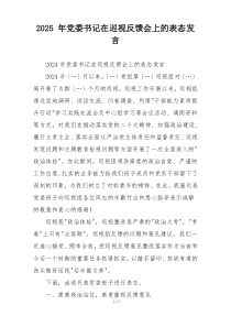 2025 年党委书记在巡视反馈会上的表态发言