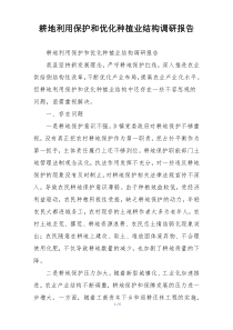 耕地利用保护和优化种植业结构调研报告
